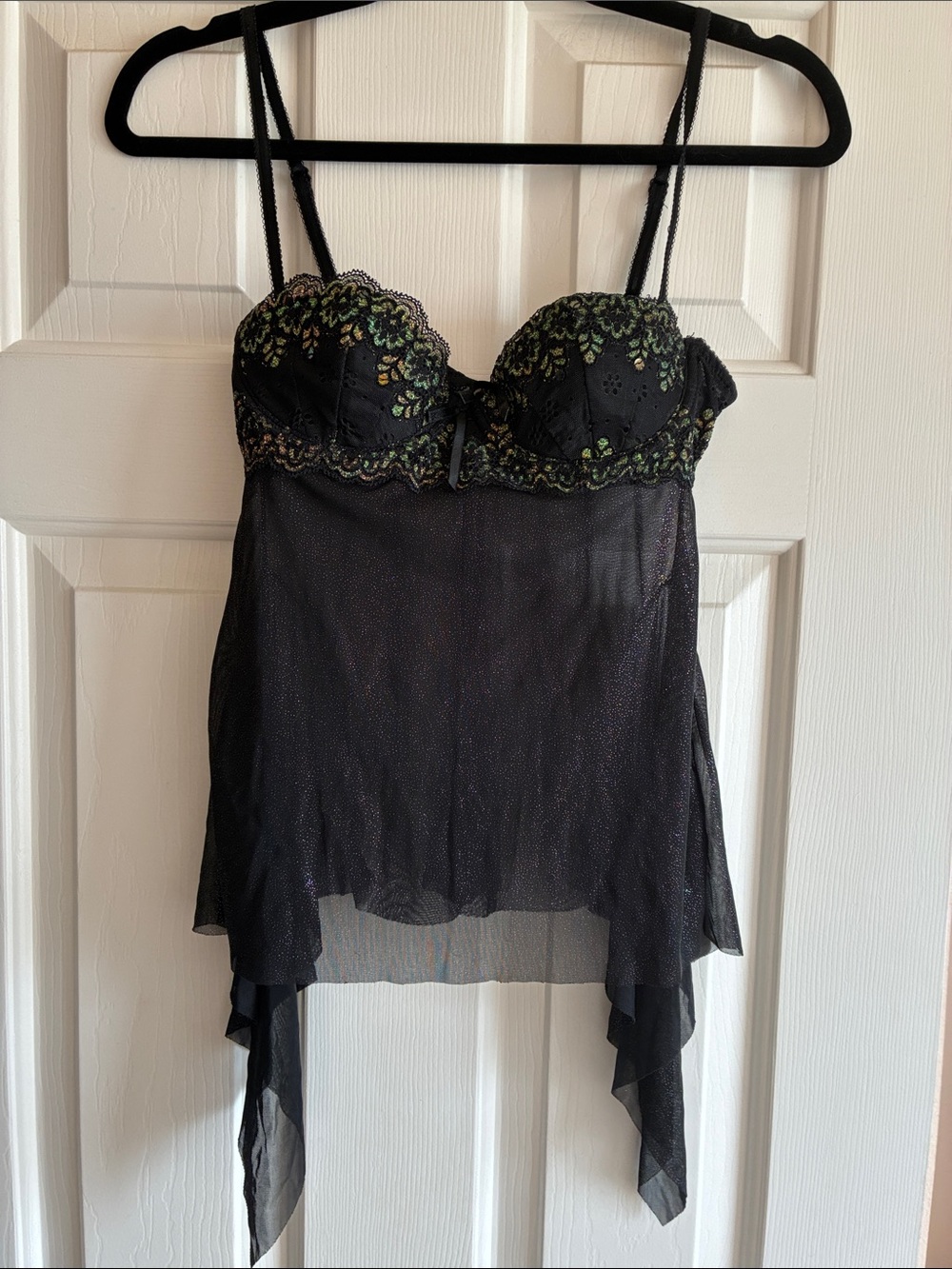 Victoria's Secret Black Sheer Embroidered Babydoll